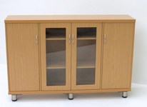 Side board with solid and glass door cupboards